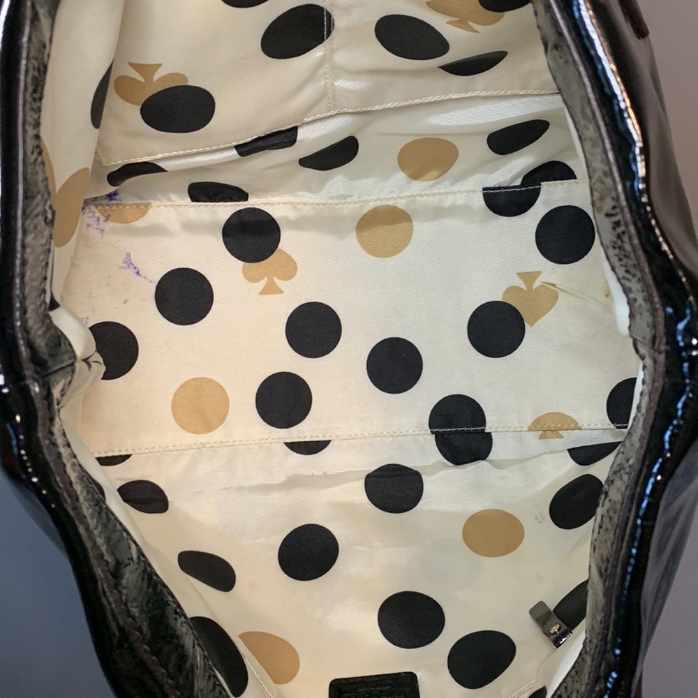 GUC - Vintage Kate Spade Sophie Flicker Black Patent Leather Tote Bag - Picture 9 of 11